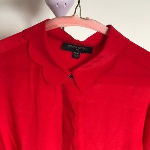 BANANA REPUBLIC bright red silk blouse size M